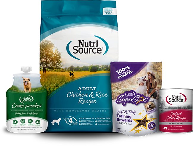 NutriSource Product Image: Come-pooch-a / Adult Chicken & Rice / SuperStars Training Rewards / Grain Free Seafood Select Recipe (can)