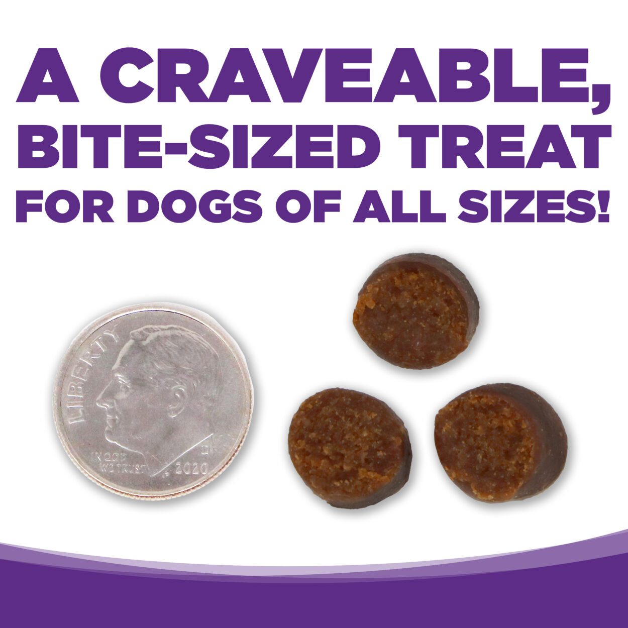 A CRAVEABLE BITE-SIZED TREAT FOR DOGS OF ALL SIZES!