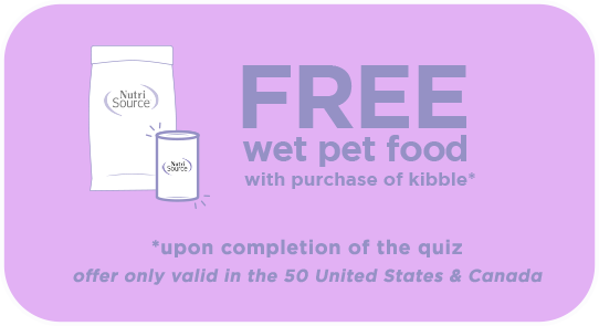 FREE wet pet food with purchase of kibble upon completion of the quiz